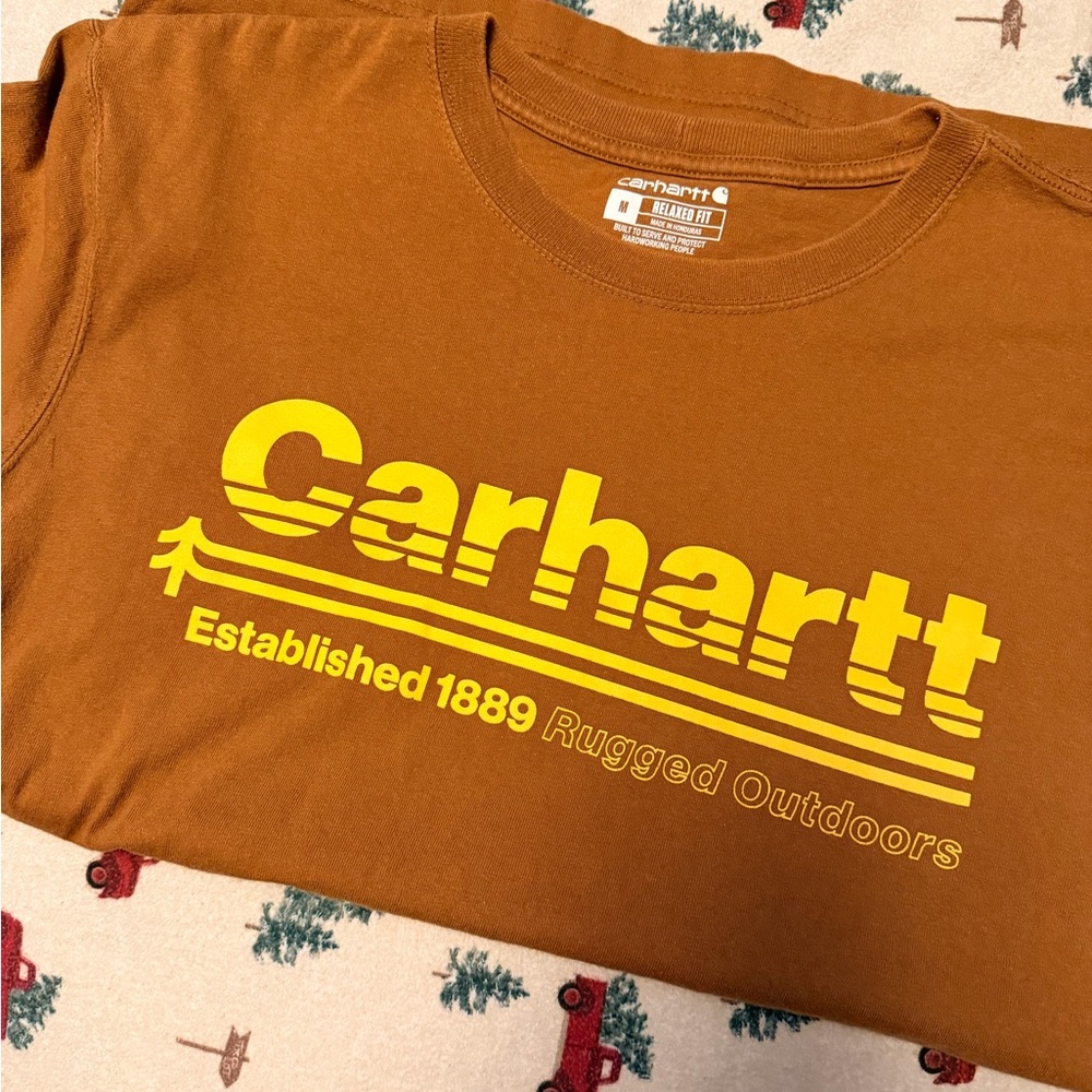 Carhartt Tan Tee with Yellow Logo